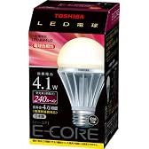 TOSHIBA E-CORE LED電球 一般電球形4.1W(電球色相当) LEL-AW4L/2