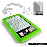 Kroo Nook Electronic Book Reader Slim Silicone Skin Case (Green) + Includes a 4-Inch eBigvalue Determination Hand Strap