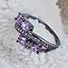 Oval Cut Purple Amethyst February Birthstone Ring Black Gold Plated Oval Cut CZ Sz5/6/7/8/9/10/11(7)