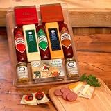 Grand Gourmet Sausage and Cheese Gift with Cutting Board - Great Fathers Day Gift for Him