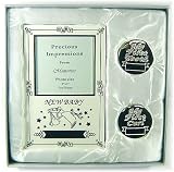 * Silver Plated 3 Piece Baby Christening Gift - Photo Frame Plus Tooth & Curl Pots! *