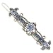 Blue Silver Tone Floral Barrette