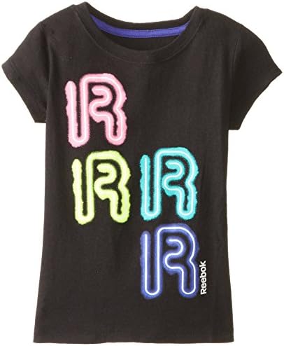 Reebok Little Girls' Neon R Tee, Black, Medium