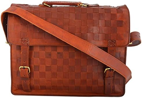 16" HANDMADE LEATHER LAPTOP BRIEFCASE / MEN'S SATCHEL MESSENGER BAG VINTAGE