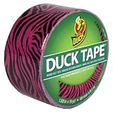 Duck Brand 280338 Pink Zebra Printed Duct Tape, Pink/Black, 1.88-Inch by 10 Yards, Single Roll