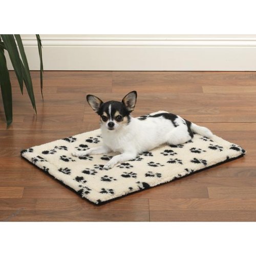 Slumber Pet Thermal Paw Print Crate Mats - Ivory -X-Small (XS Dog Bed or Cat Bed)