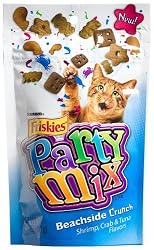 Friskies Party Mix, Beachside Crunch Cat Treats, Shrimp, Crab & Tuna Flavors, 2.1-Ounce Pouches (Pack of 10)
