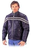 Men's Leather Motorcycle Jackets Striped Scooter Jacket MJ779Silver