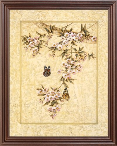 Asian Flowers Butterfly Japanese Wall Decor Contemporaary Picture Framed Art Print