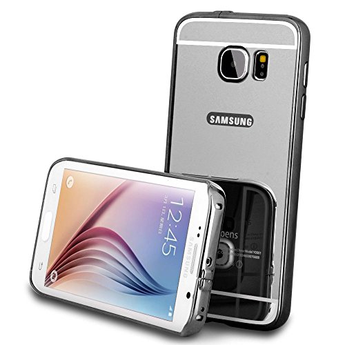 For Samsung Galaxy S6 Edge Case, Roybens Luxury Metal Air Aluminum Bumper Detachable + Mirror Hard Back Case 2 in 1 Cover Ultra-Thin Frame For Samsung Galaxy S6 Edge - Retail Packaging Black