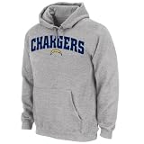 San Diego Chargers Grey Classic Arched Mascot Embroidered Hooded Sweatshirt