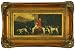 Antique Reproduction Oil Painting Artwork, 19th Century English Equestrian Hunting Squire and Hounds