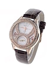 Womens Quartz Wrist Watch with PU Leather Band & Rhinestone Ornament - Brown SWWM4-181691