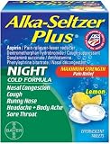Alka Seltzer Plus Night-Time Cold Medicine Effervescent Tablets, Soothing Lemon, 20-Count Boxes (Pack of 3)