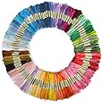 Tinksky 100 Skeins of 8M Multi-color Soft Cotton Cross Stitch Embroidery Threads Floss Sewing Threads (Random Color)