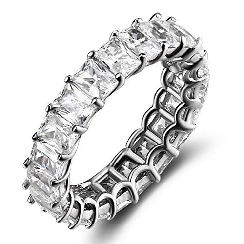 Caperci Women's Classic Princess Cut Cubic Zirconia Cz Diamond Eternity Ring Wedding Band (5MM)