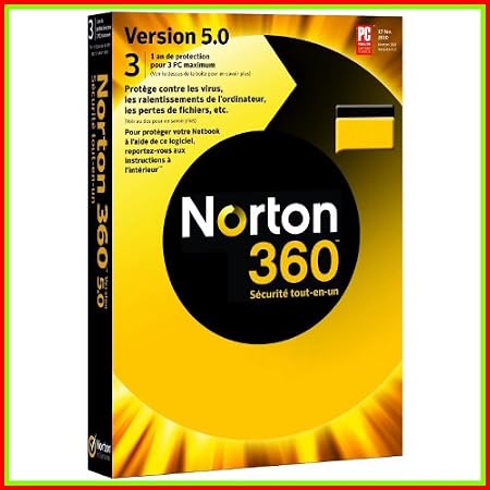Norton 360 V5 en boite - (3 postes, 1 an) - version française - compatible XP / Vista / Seven / 7 - Permet la mise à jour vers la version 7 après installation de la version 5 sur le PC