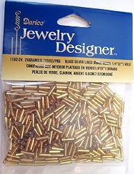 1 In. Silver Lined Glass Bugle Beads, Silver, 20 Gram/Pkg