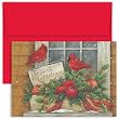 Cardinal Pair In Window Holiday Cards -