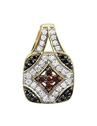 0.75 Carat (ctw) 14K Yellow Gold Round Black, White & Champagne Diamond Pendant 3/4 CT
