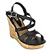 Beston EA80 Women's Platform Criss Cross Strappy Buckle Wedge Dress Sandals
