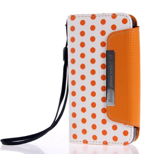 Colorful Polka Dot Wallet Flip Case Pouch Cover for iPhone 4 4s