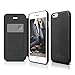 elago® [Leather Flip[Black] - [Card Slot][Screen Protection][Premium Hybrid Construction] – for iPhone 6/6S Plus