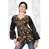 Black Colour and Golden Emb Sequence Work Super Ladies Designer Tops Tunics by Arayanaya