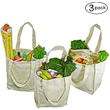 Simple Ecology Organic Cotton Deluxe Grocery Bag with Bottle Sleeves - Natural (3 Pack)