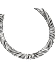 Silver Rhodium Plated 7.50" 17.95mm Polish Flat Domed Like Mesh Bangle With Box Catch Clasp
