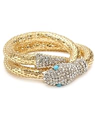 Yochi Turquoise Colored and Clear Mesh Coil Snake Bracelet