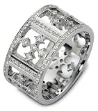 12mm classical white gold diamond wedding band ring (1.15cts diamonds 14K Gold)