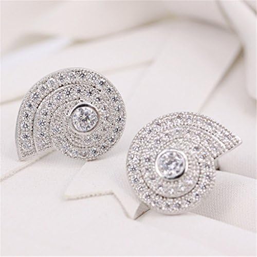 Micropave Setting of AAA Quality White Clear Cz Stones Pin Earrings Summer Beach Sea Conch Silver Color 18k Gold Plated Gift for Her