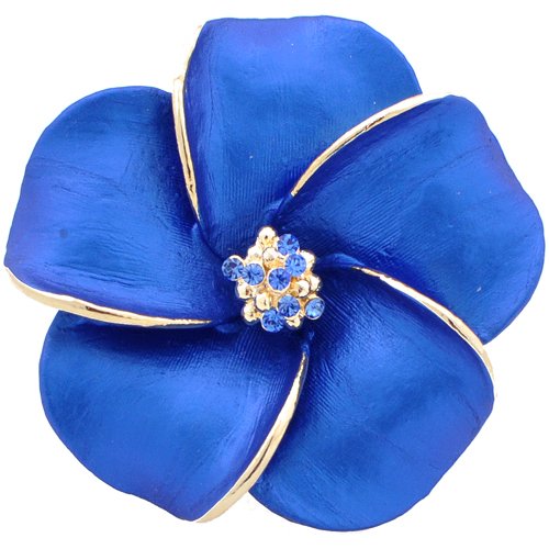 Blue Hawaiian Hibiscus Swarovski Crystal Flower pin brooch and Pendant