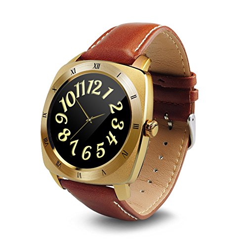 SCHITEC Bluetooth 4.0LE Heart Rate Waterproof Leather Smart Watch MTK2502 for IOS Apple iPhone 5/5S/6/6S/6Plus/6S Plus/SE Android Samsung S5/S6/S7/Note 4/Note 5 Edge HTC Sony LG Smartphones (Brown)