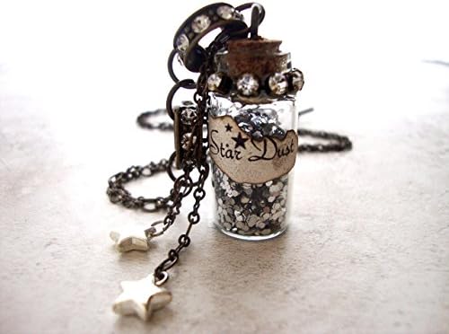 Star Dust Mini Bottle Necklace Miniature Glass Vial Pendant Fairy Tale Jewelry Star Charms Gifts for her