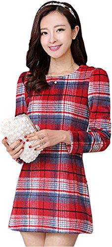 ワンピース ミニ タータンチェック 千鳥格子 ラウンドネック ラブリー スウィート デート カジュアル キュート エレガンス レディース 春物 冬物 可愛いスカーフ付き R584