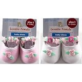 Flower Applique Shoes, White, 0-6