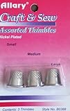 Allary Craft & Sew ASSORTED THIMBLES Pack Small, Medium & Large Sizes (1 of Each Size) (NICKEL PLATED Metal Thimbles)