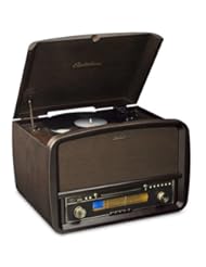 Speakers: Electrohome Signature Vinyl Record Player Classic Turntable Natural Wood Hi-Fi Stereo System with AM/FM, CD, USB for MP3, Vinyl-to-MP3 Recording & AUX Input for Smartphones & Tablets (EANOS700) - Electrohome