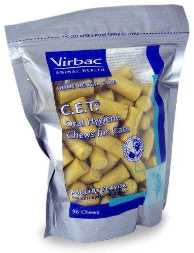 C.E.T. Enzymatic Oral Hygiene Chews for Cats, Poultry-Flavored, 96 Chews.