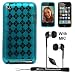Argyle Durable Crystal HD Flexible Skin Checker Design for Apple iPod Touch 4 ( Compatible with all Models, 8 GB 32 GB and 64 GB) + Includes an eBigValue (TM) Determination Hand Strap KeyChain + Includes Anti Glare screen protector, Protects against scratches and dirt + Includes a Crystal Clear High Quality HD Noise Filter Earbuds Earphones Headphones with Mic, 3.5mm Jack For iPod, iPhone and iPad