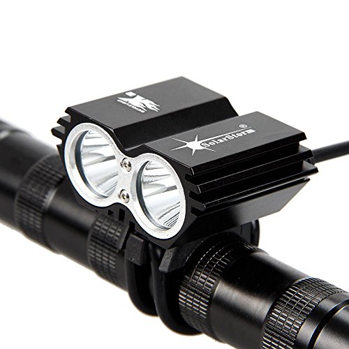 Black SolarStorm 5000 Lumen 2x CREE T6 LED Front Bicycle Light Bike Headlamp Headlight