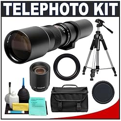 Phoenix 500mm Telephoto Lens with 2x Teleconverter (=1000mm) + Case + Tripod + Cleaning Kit for Sony Alpha SLT-A33, A35, A55, A57, A560, A580, A65, A77 Digital SLR Cameras