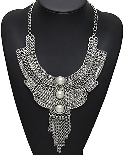 Lovage Bohemian Tassel Pearl Chain Necklace Collar Statement Necklaces Vintage Jewelry for Women