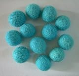 Felted Wool Beads- Pack of 12 Light Blue 1/2 Inch Diameter