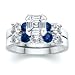 Jewelry : 2.50 CT ASSCHER DIAMOND W ROUND BLUE SAPPHIRE RING SET