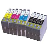 Produkt-Bild: 10 Druckerpatronen kompatibel f&uuml;r Epson T0441 T0442 T0443 T0444 f&uuml;r Epson Stylus C 64 / C66 / C66 Photo Edition / C84 / C84N / C84 Wifi / C86 CX3650 / CX6400 / CX6600