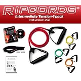 Ripcords Resistance Exercise Bands Set (4 Pack) with Circuit Training DVD, Door Anchor and Manual