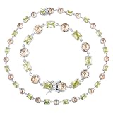 Geometric CZ Champagne And Lime Necklace And Bracelet Set (Holiday Special)